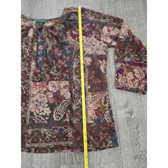 Lauren Ralph Lauren Floral Paisley Patchwork Cotton Knit Top Blouse Size 3XL - Picture 8 of 10